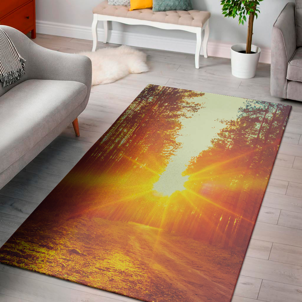 Sunrise Forest Print Area Rug