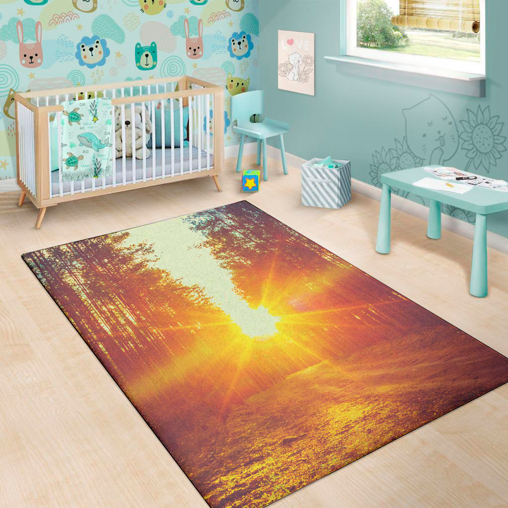 Sunrise Forest Print Area Rug