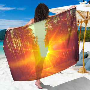 Sunrise Forest Print Beach Sarong Wrap