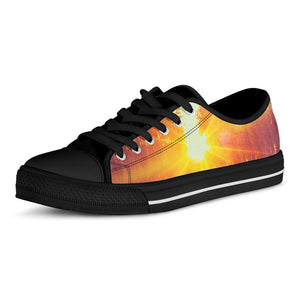 Sunrise Forest Print Black Low Top Shoes