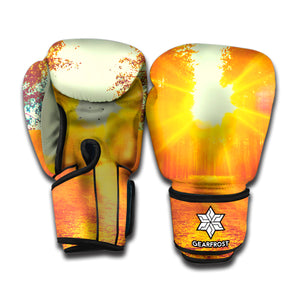 Sunrise Forest Print Boxing Gloves
