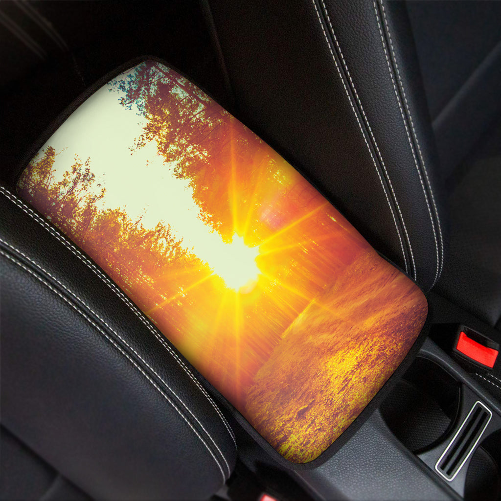 Sunrise Forest Print Car Center Console Cover