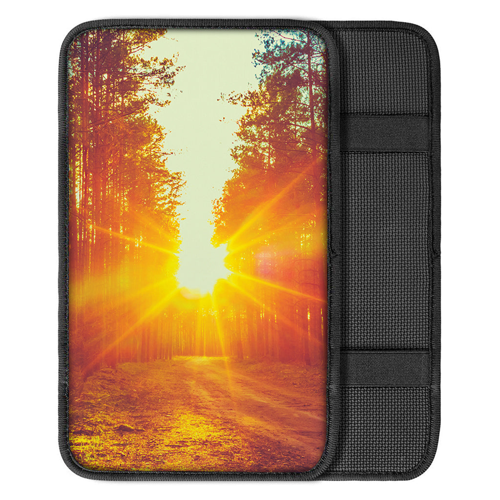 Sunrise Forest Print Car Center Console Cover