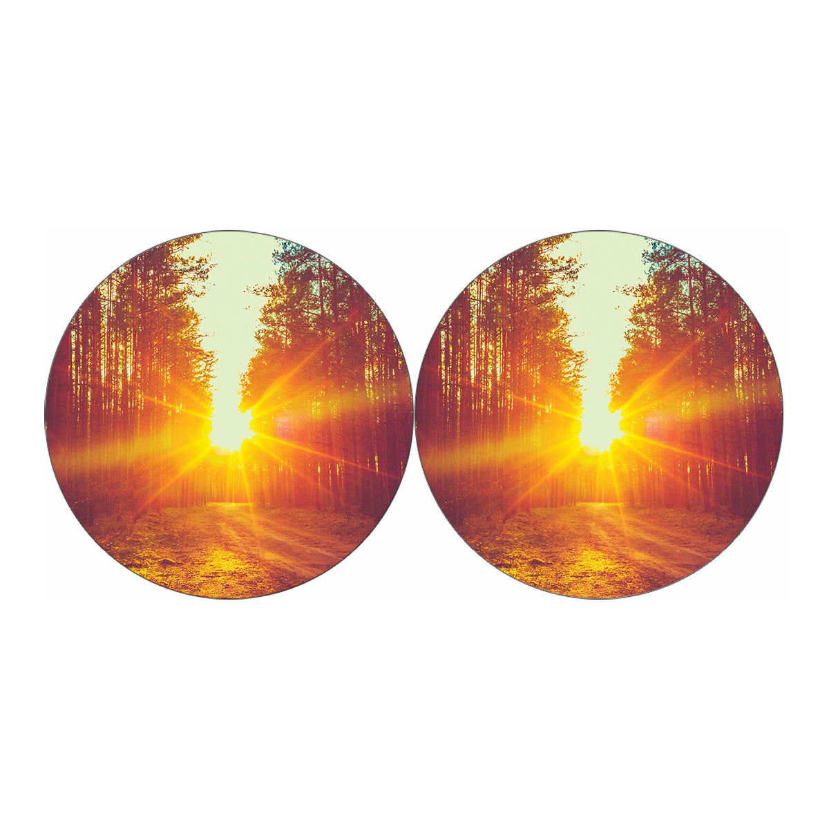 Sunrise Forest Print Car Coasters