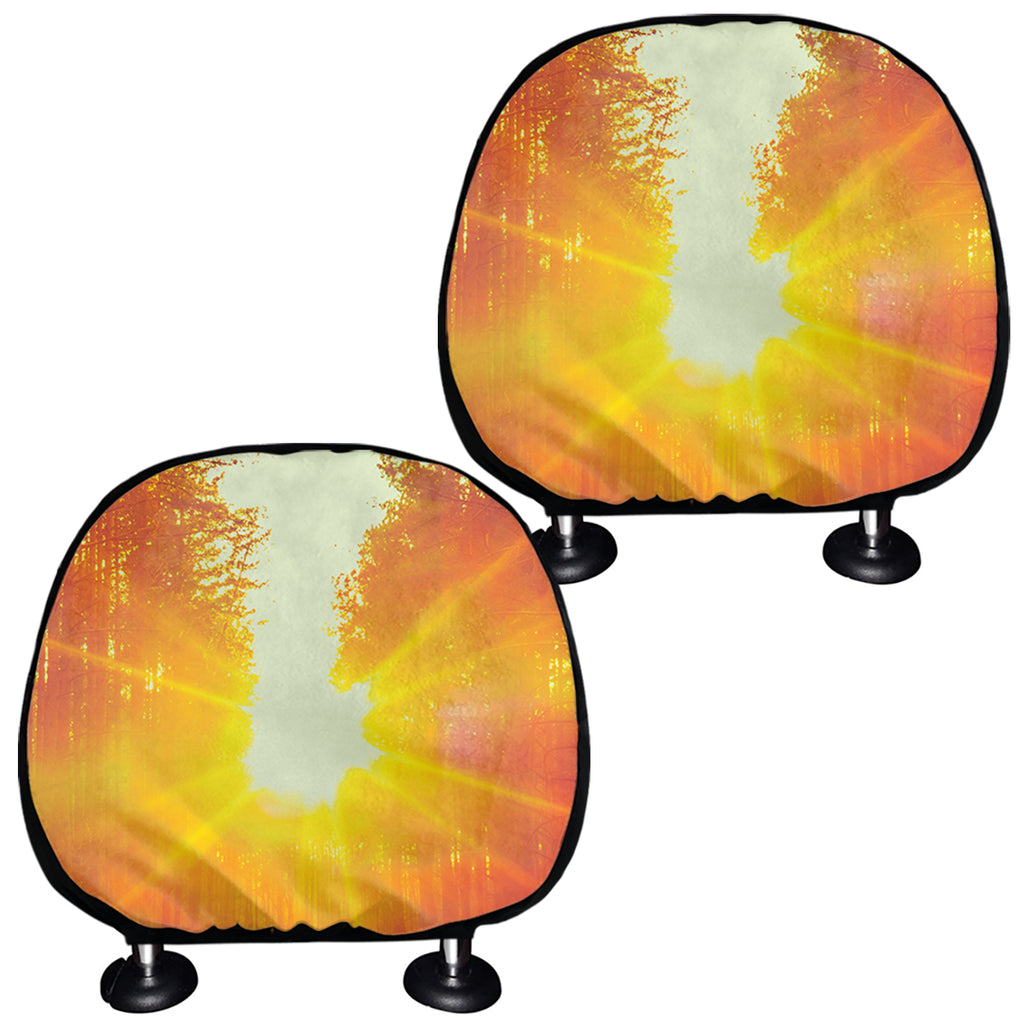 Sunrise Forest Print Car Headrest Covers