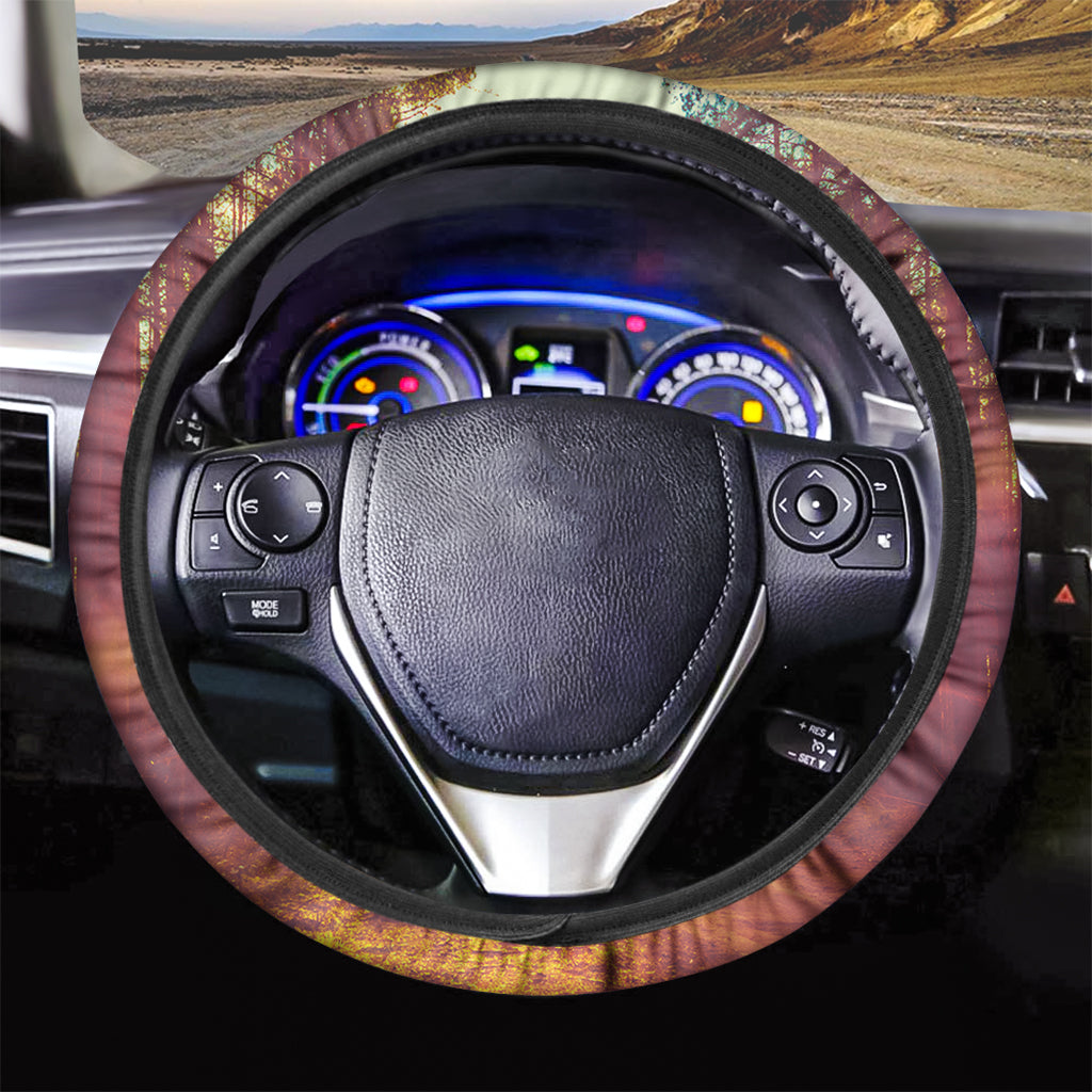 Sunrise Forest Print Car Steering Wheel Cover