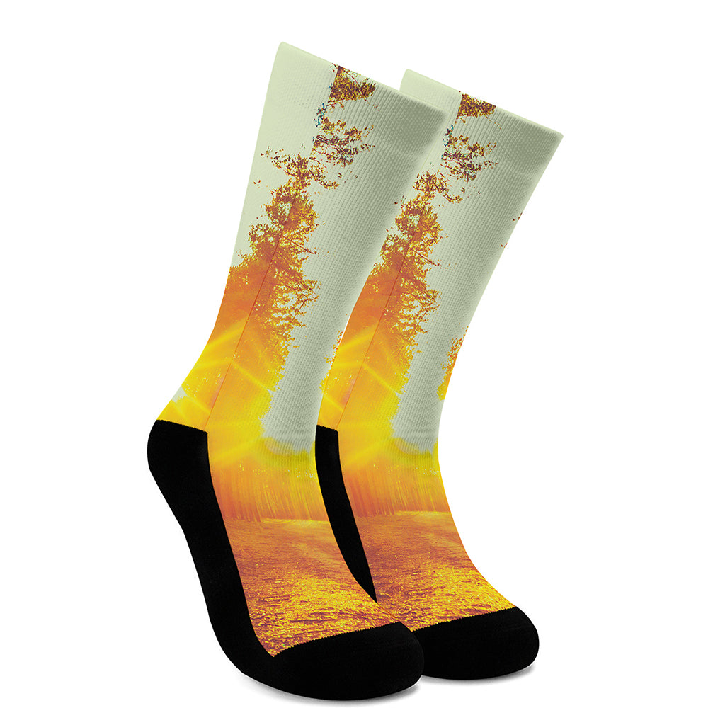 Sunrise Forest Print Crew Socks