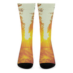 Sunrise Forest Print Crew Socks