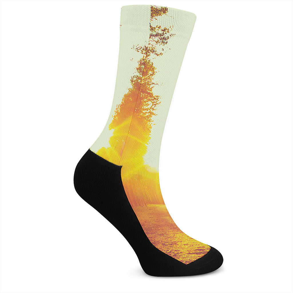 Sunrise Forest Print Crew Socks