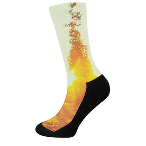 Sunrise Forest Print Crew Socks