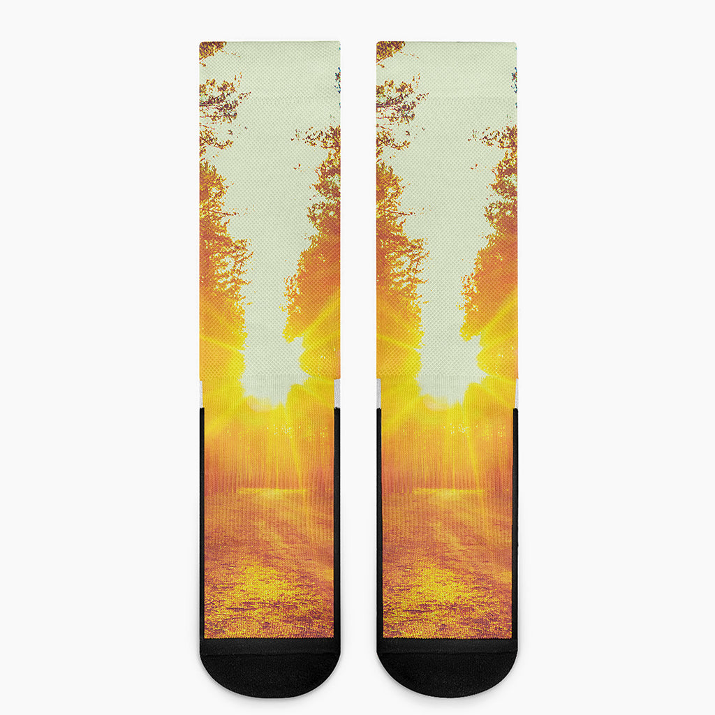 Sunrise Forest Print Crew Socks