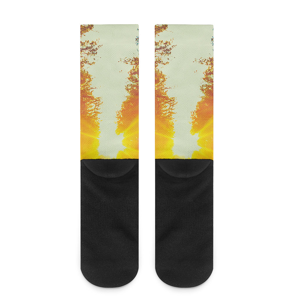 Sunrise Forest Print Crew Socks