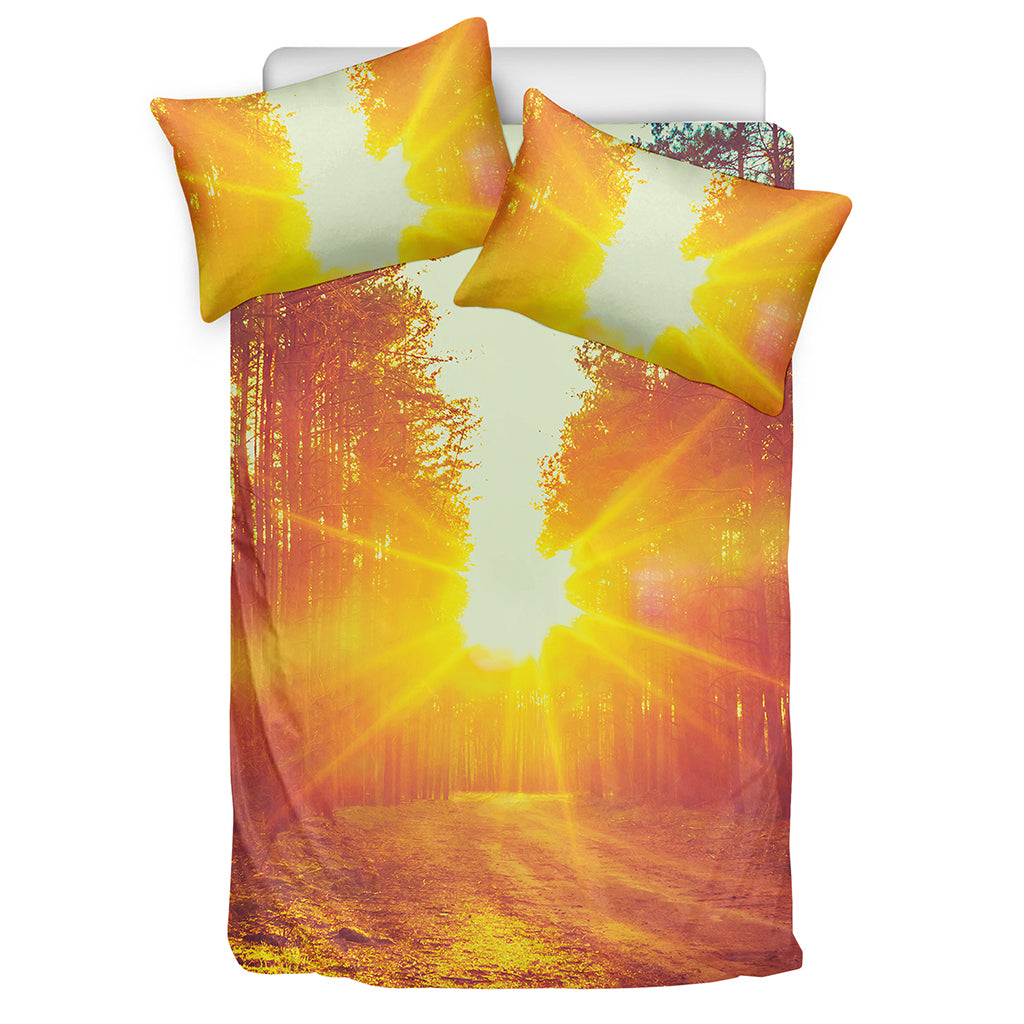 Sunrise Forest Print Duvet Cover Bedding Set