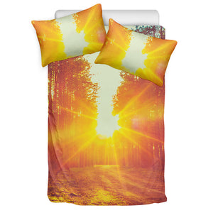 Sunrise Forest Print Duvet Cover Bedding Set