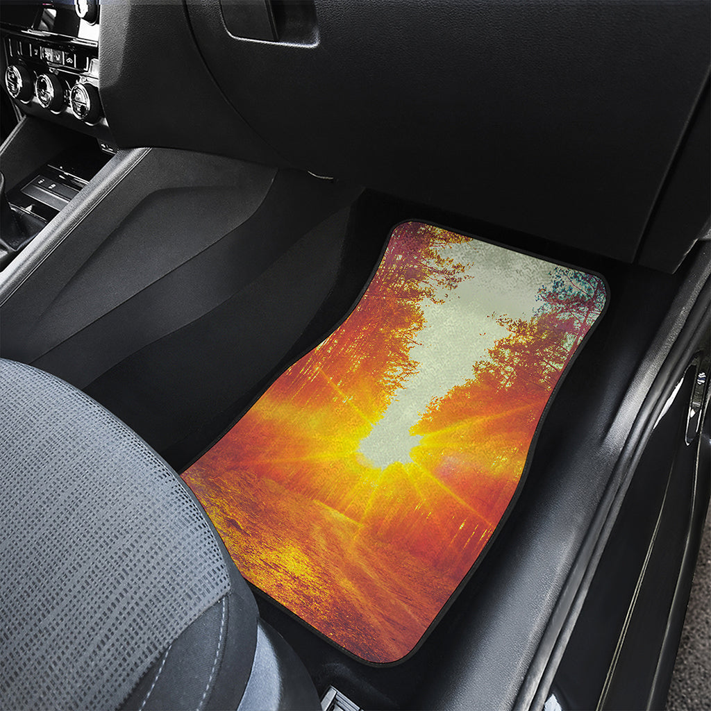 Sunrise Forest Print Front and Back Car Floor Mats