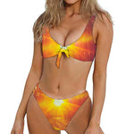 Sunrise Forest Print Front Bow Tie Bikini