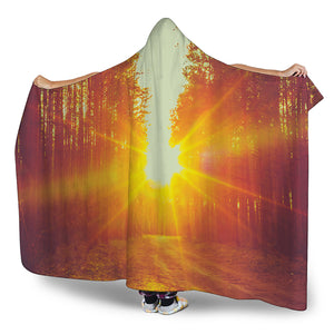 Sunrise Forest Print Hooded Blanket