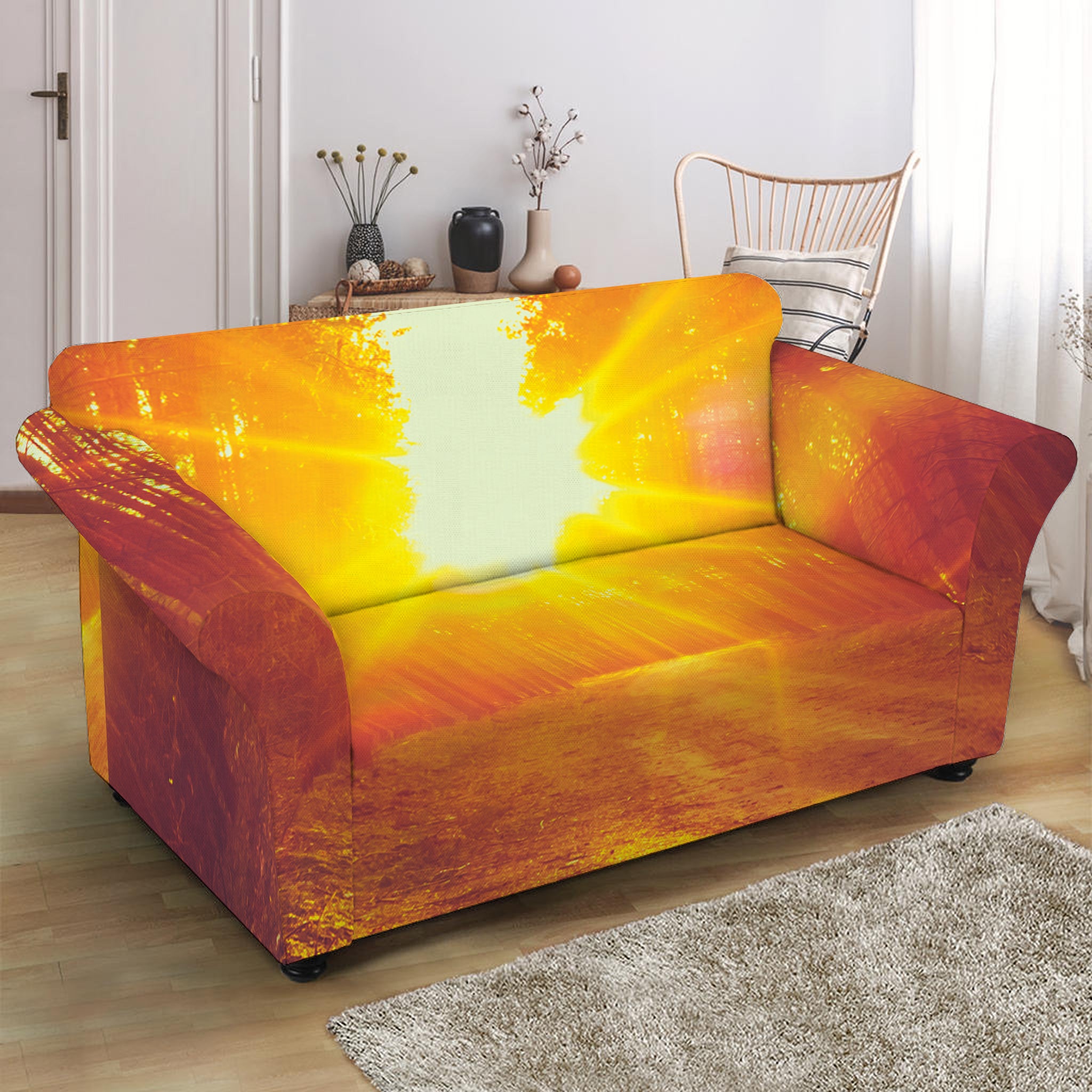 Sunrise Forest Print Loveseat Slipcover