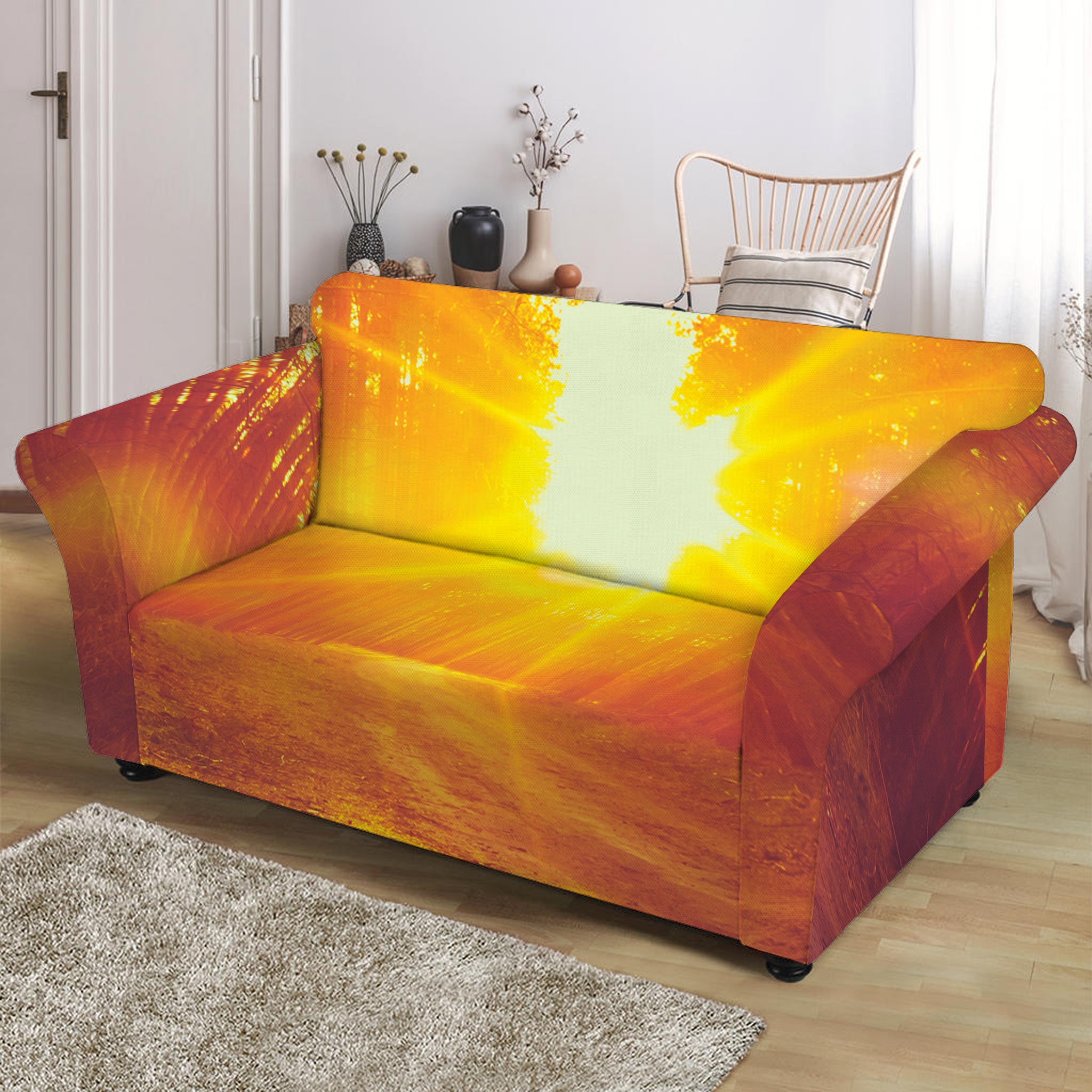 Sunrise Forest Print Loveseat Slipcover