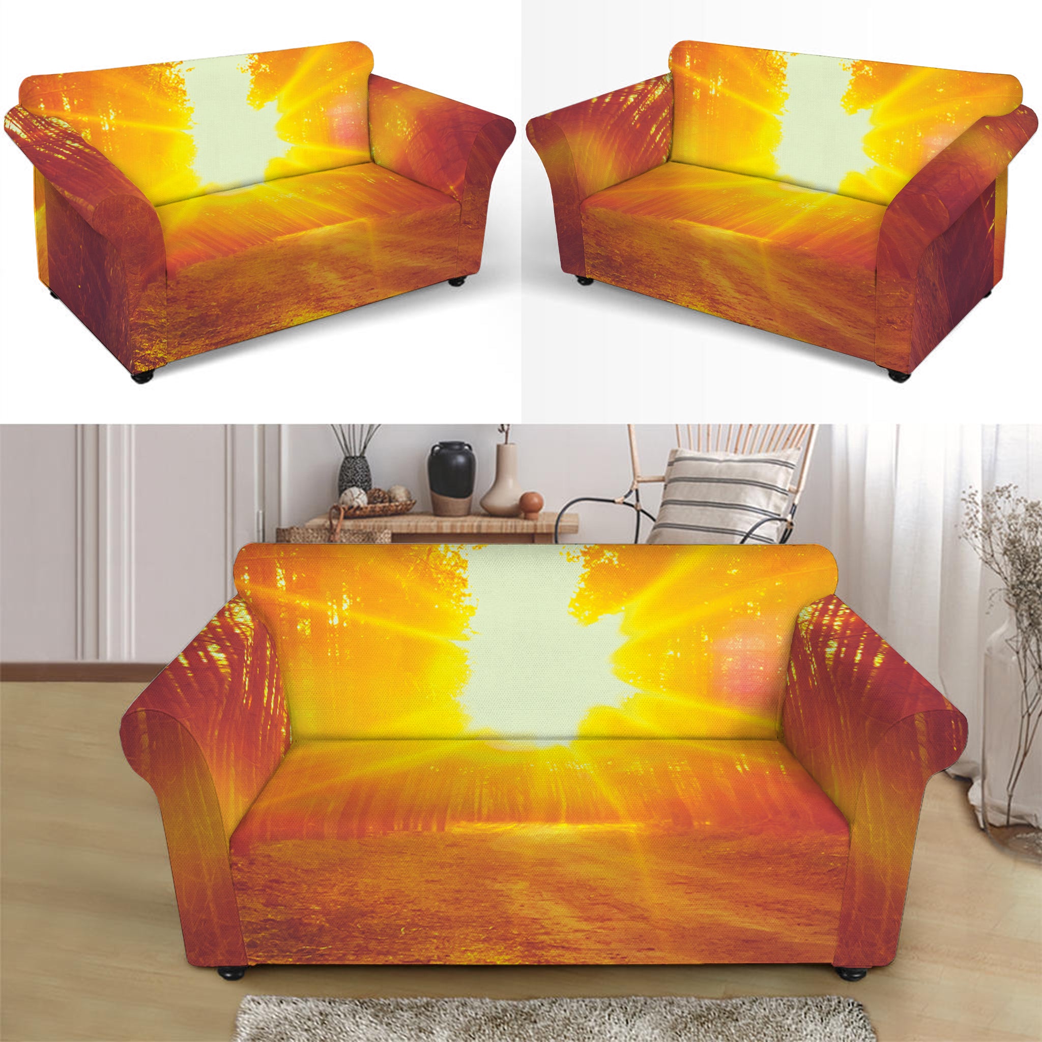 Sunrise Forest Print Loveseat Slipcover