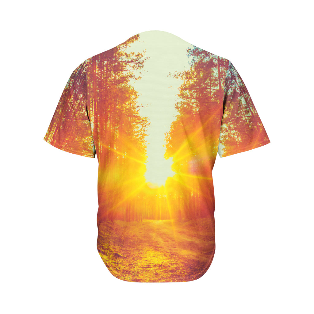 Sunrise Forest Print Men's Baseball Jersey