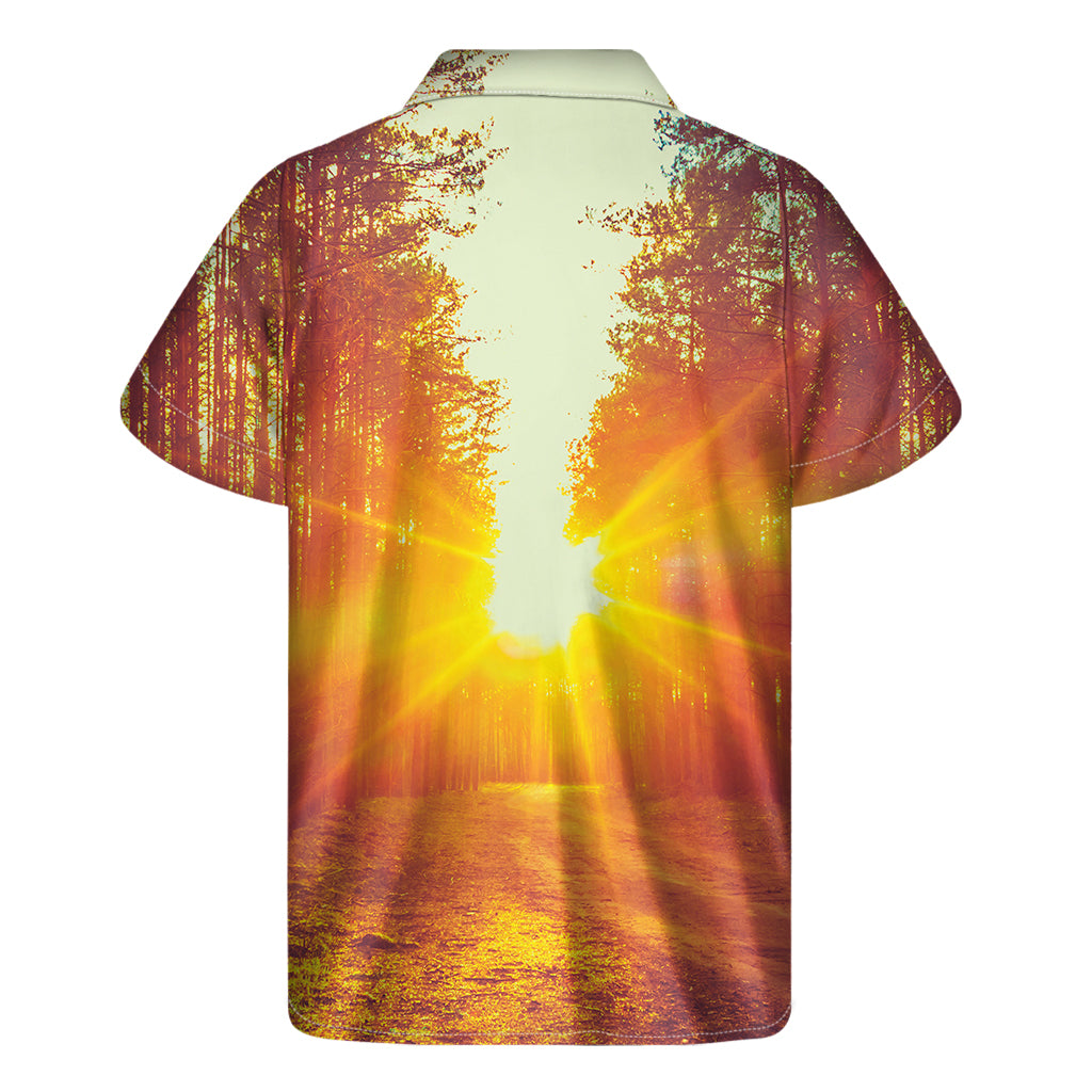 Sunrise Forest Print Men's Short Sleeve Shirt