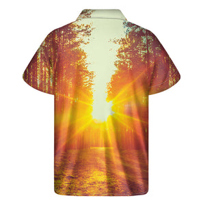 Sunrise Forest Print Men's Short Sleeve Shirt