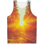 Sunrise Forest Print Men's Tank Top