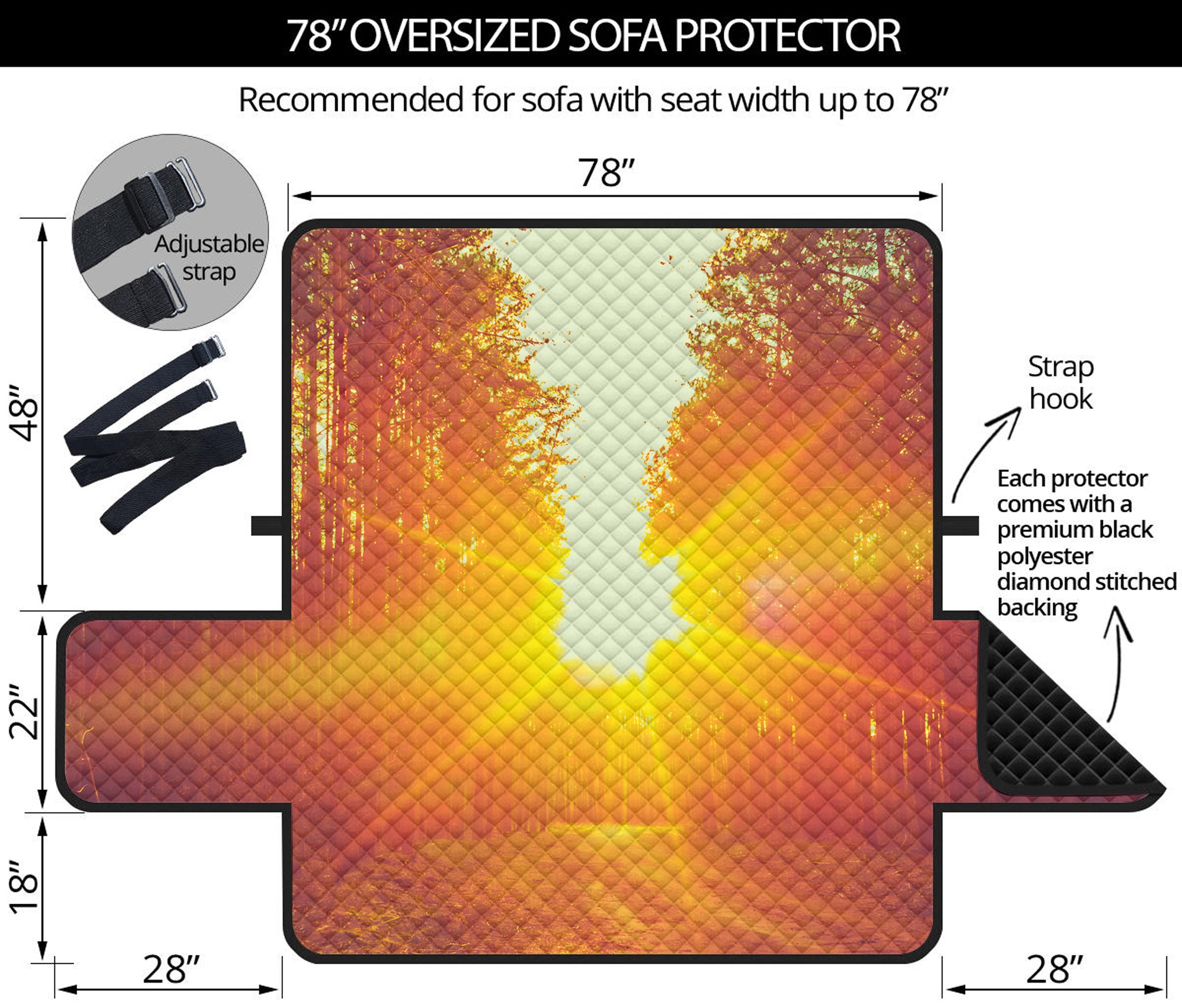 Sunrise Forest Print Oversized Sofa Protector