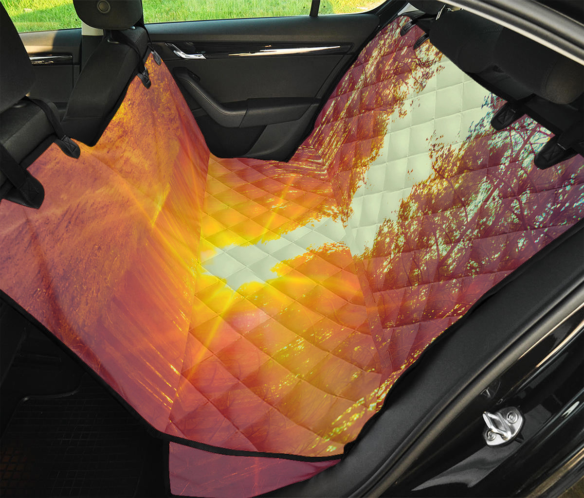 Sunrise Forest Print Pet Car Back Seat Cover