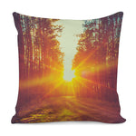 Sunrise Forest Print Pillow Cover