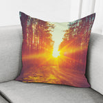 Sunrise Forest Print Pillow Cover