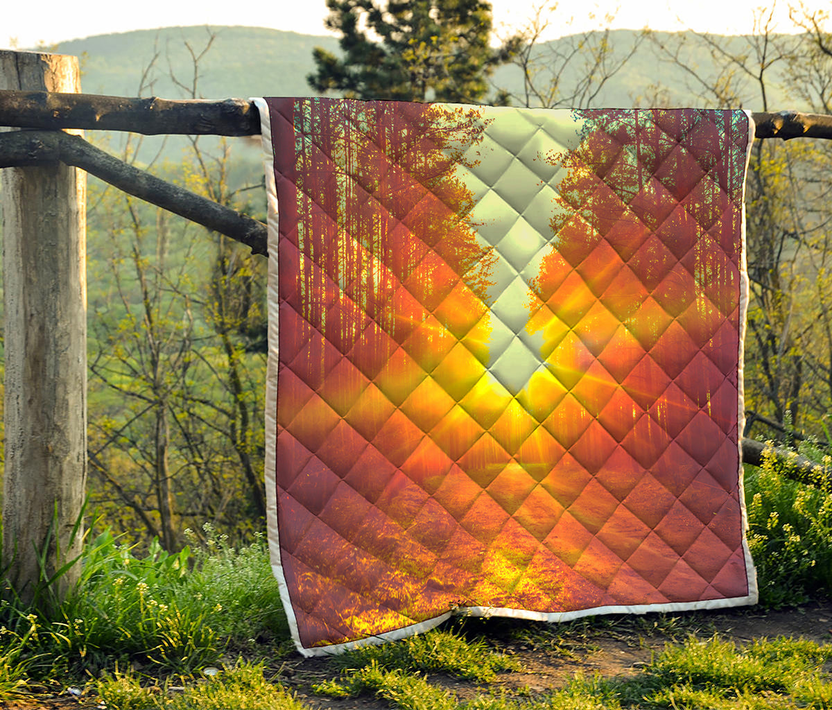 Sunrise Forest Print Quilt