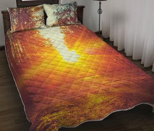 Sunrise Forest Print Quilt Bed Set