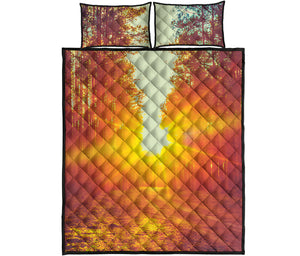 Sunrise Forest Print Quilt Bed Set