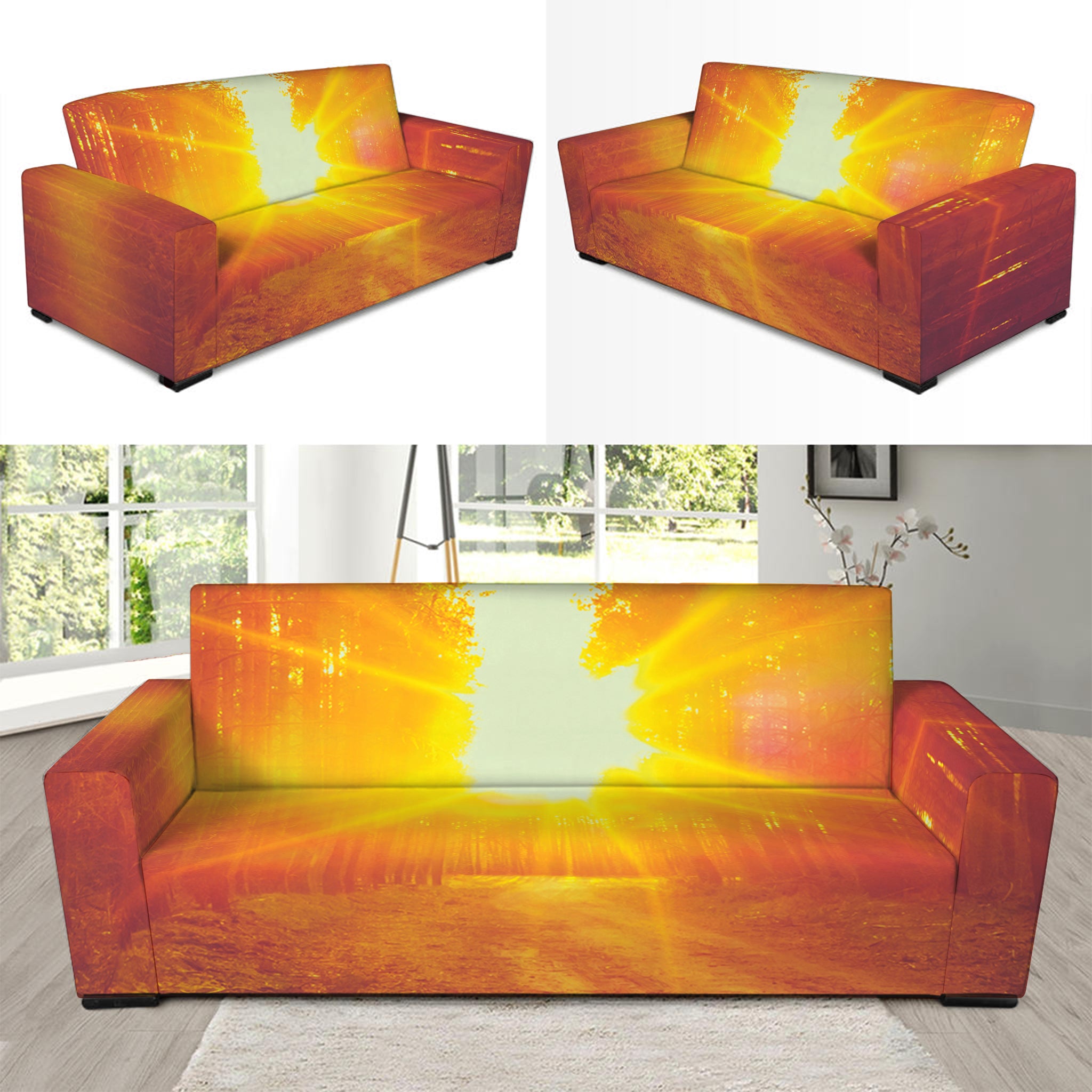 Sunrise Forest Print Sofa Slipcover