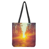 Sunrise Forest Print Tote Bag