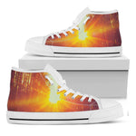 Sunrise Forest Print White High Top Shoes