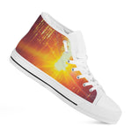 Sunrise Forest Print White High Top Shoes