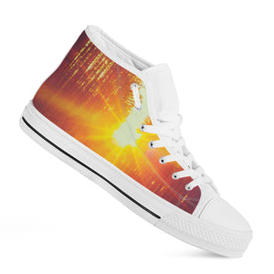 Sunrise Forest Print White High Top Shoes