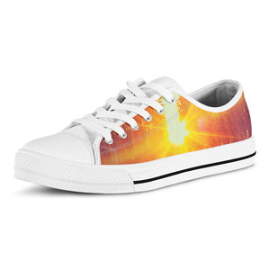 Sunrise Forest Print White Low Top Shoes