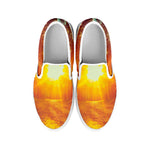 Sunrise Forest Print White Slip On Shoes