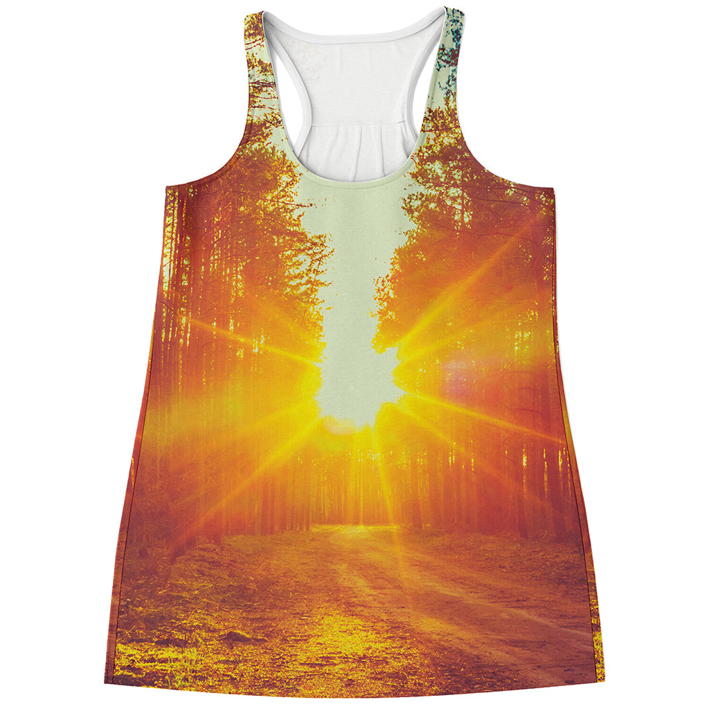 Sunrise Forest Print Women's Racerback Tank Top