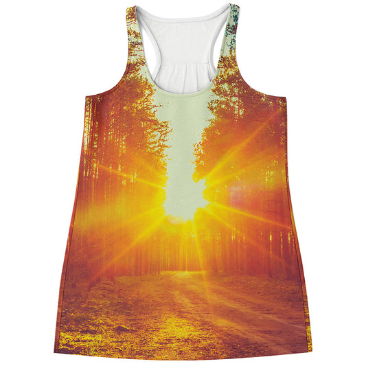 Sunrise Forest Print Women's Racerback Tank Top