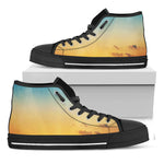 Sunrise Horizon Print Black High Top Shoes