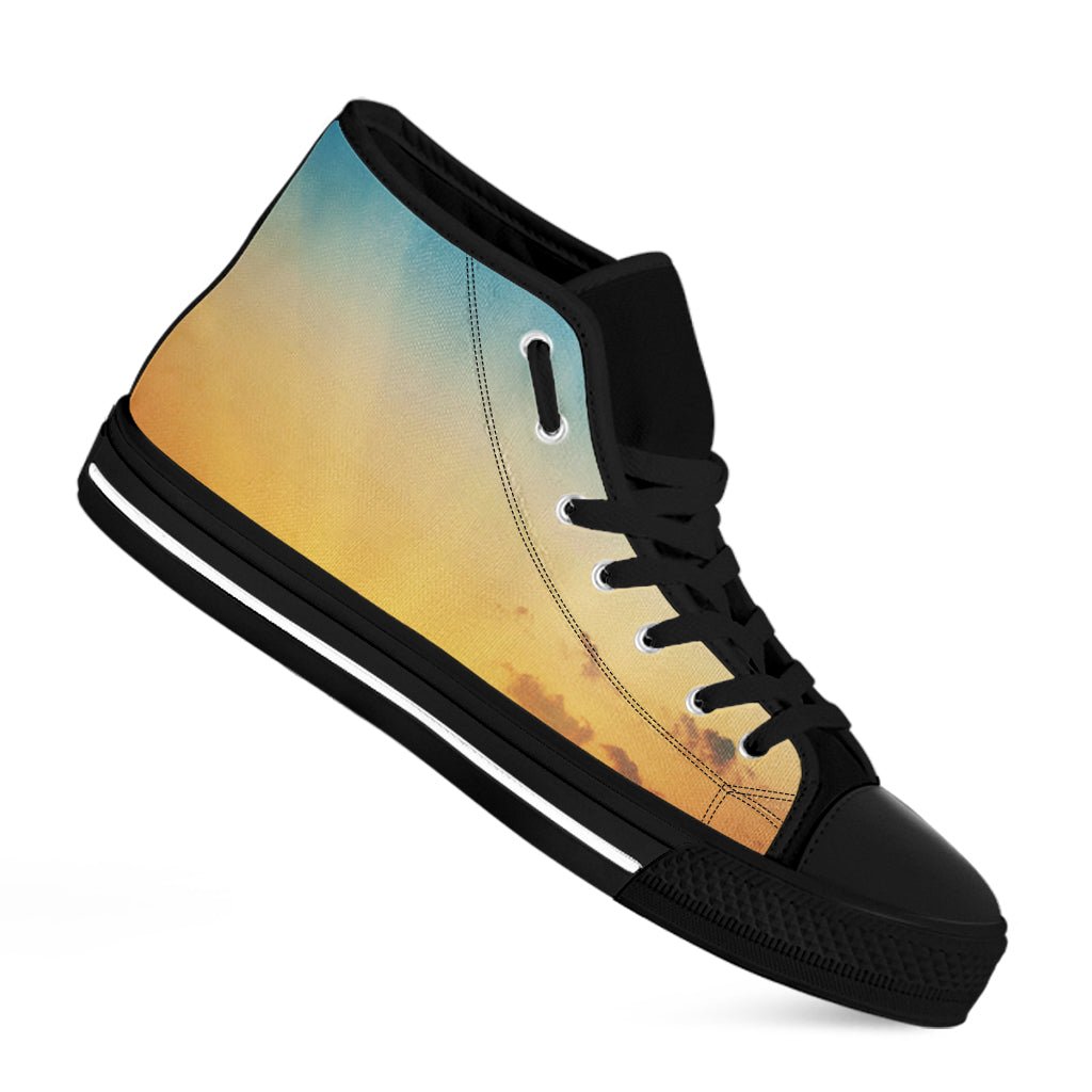 Sunrise Horizon Print Black High Top Shoes