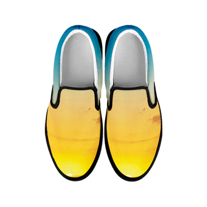 Sunrise Horizon Print Black Slip On Shoes