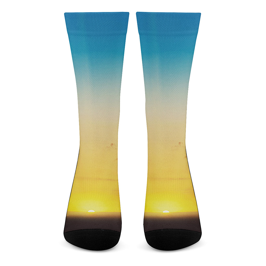 Sunrise Horizon Print Crew Socks