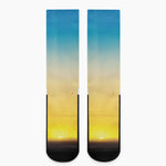 Sunrise Horizon Print Crew Socks