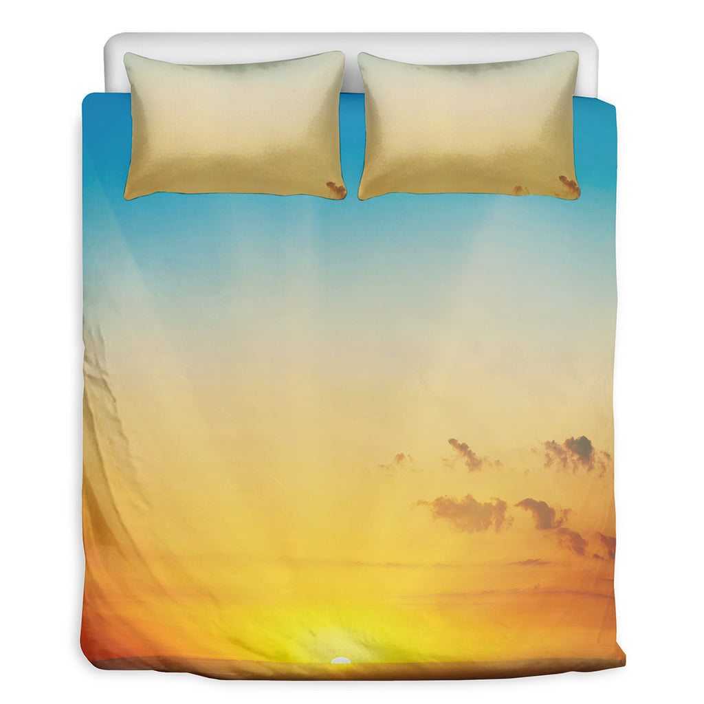 Sunrise Horizon Print Duvet Cover Bedding Set